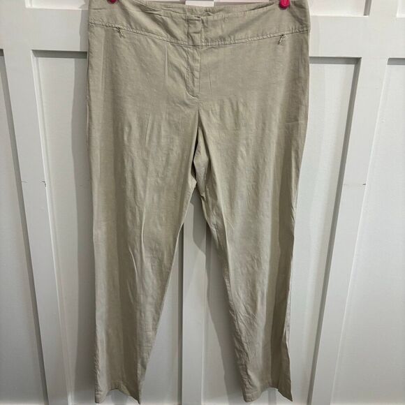 Eileen Fisher Linen Viscose Stretch Slim Pant With Yoke
